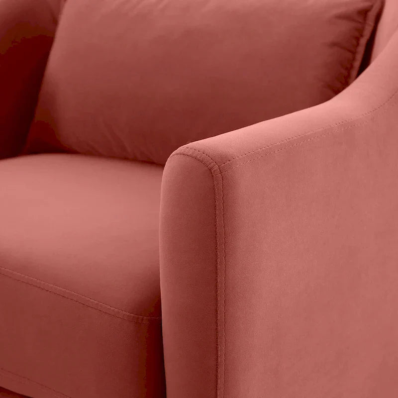 28.34W Lot de 2 fauteuils d'appoint, fauteuil barillet en velours avec pieds en bois massif