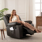 Fauteuil inclinable massant et chauffant en cuir, assise large et durable