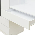 Armoire-penderie 3-en-1 avec coiffeuse, ensemble de bureau, armoire de chambre avec 2 tiroirs, armoire-penderie à 3 portes avec espace de rangement