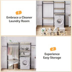 Étagère au-dessus du Lave-linge, Étagère de Rangement pour Sèche-linge à 5 Niveaux avec Hauteur Réglable, Étagère de Salle de Bain, Rangement Gain de Place pour Salle de Bain, Buanderie