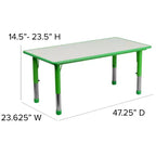 Emma et Oliver, ensemble table d'activités rectangulaire en plastique réglable en hauteur (60 cm x 120 cm) avec 6 chaises