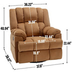 Fauteuil inclinable manuel vert surdimensionné avec pivotement, basculement et revêtement en tissu