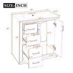 Meuble-lavabo simple de 76 cm avec armoire et 3 tiroirs – Noir / Bleu / Vert / Indigo / Blanc