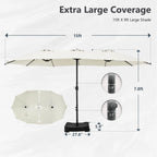 MAISON ARTS Grand Parasol Double Face de 4,5 m avec Base Incluse pour Patio