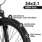 VTT Okak 24/26 pouces avec 21 vitesses et double freins à disque, vélo pour enfants avec suspension avant de 100 mm, Dirt Bike pour adolescents et femmes