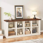 Étagère de rangement à 8 cubes, bibliothèque horizontale de style ferme, bibliothèque de rangement en bois de 157 cm pour entrée, étagères basses et longues pour salon