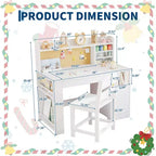 Bureau et chaise d'étude pour enfants avec rangement, bureau d'étude pour enfants avec étagère supérieure et inclinable, pour les 3-8 ans, table d'écriture pour chambre d'enfant