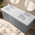 Meuble-lavabo de salle de bain Vanity Art 72 po à double vasque avec dessus en marbre reconstitué
