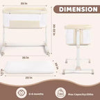 Berceau à roulettes – Beige / Gris / Rose, cododo, pour 1 bébé