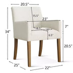 Lot de 6 chaises de salle à manger capitonnées avec accoudoirs, fauteuils modernes en lin avec pieds en bois, chaises d'appoint pour salle à manger, salon – Panipeachy