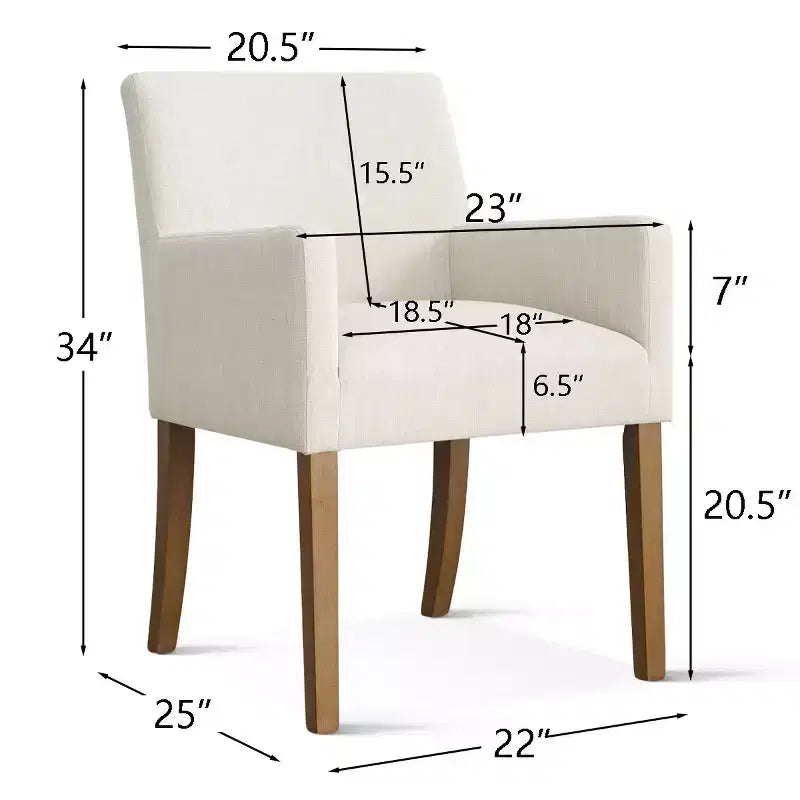 Lot de 6 chaises de salle à manger capitonnées avec accoudoirs, fauteuils modernes en lin avec pieds en bois, chaises d'appoint pour salle à manger, salon – Panipeachy