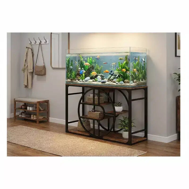 Meuble de support d'aquarium en métal de 200 à 280 litres, support de réservoir de poissons robuste avec armoire de rangement, support de réservoir de poissons à plusieurs niveaux avec pieds épaissis, adapté