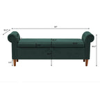 Banc de rangement pour chambre, bout de lit, accoudoirs roulés, canapé ottoman en velours, long banc