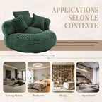 Canapé poire pour adultes et enfants, grand fauteuil poire en velours côtelé avec 3 oreillers et accoudoirs pour salon et chambre à coucher