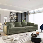 102.4 Canapé convertible 4 places en velours côtelé avec poufs – Vert