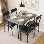 Ensemble table de salle à manger rectangulaire pour 4 avec chaises rembourrées
