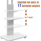 Meuble TV pour téléviseurs de 32 à 75 pouces, Chariot TV mobile à hauteur réglable avec tiroir et roulettes pour salon, chambre, bureaux -ModernLuxe