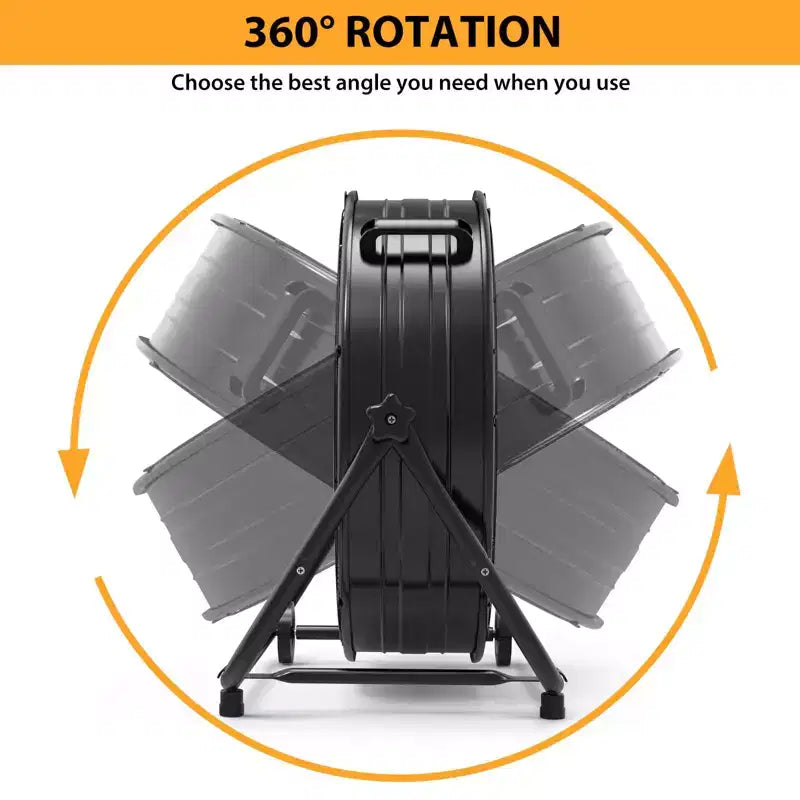 Ventilateur de sol, Ventilateur industriel - Ventilateur de tambour robuste de 24 pouces avec 4 vitesses, Circulateur d'air en métal pour entrepôt, atelier, garage, usine, sous-sol
