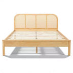 Cadre de lit plateforme en bois au design moderne et bohème, avec tête de lit en rotin, par Christopher Knight Home Callahan