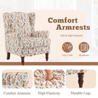 Fauteuil d'appoint moderne Erommy, fauteuil à dossier haut, canapé simple en tissu rembourré avec boutons et pieds en bois pour salon