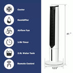 Refroidisseur d'air par évaporation 3-en-1 Costway 41'' Ventilateur tour portable Humidificateur
