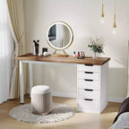Bureau d'ordinateur de 119 cm avec 5 tiroirs de rangement, table d'étude/d'écriture réversible de style rustique moderne, poste de travail de bureau à domicile pour petits espaces