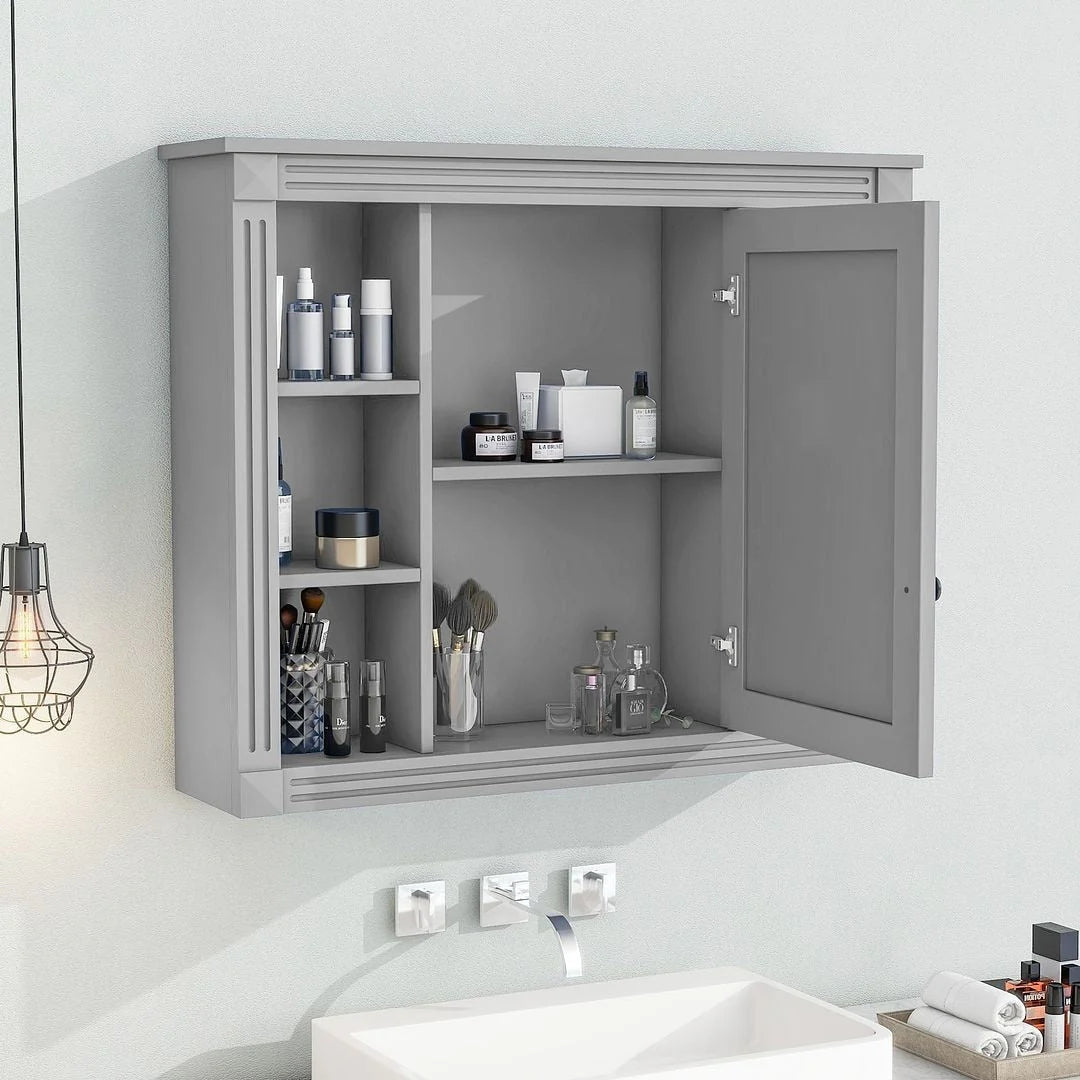 Meuble-lavabo de salle de bain moderne de 91 cm avec lavabo et armoire de toilette, 2 portes et 2 tiroirs