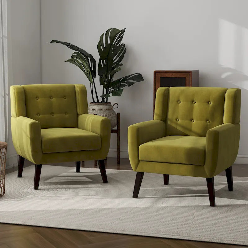 Lot de 2 fauteuils de salon en velours avec accoudoirs