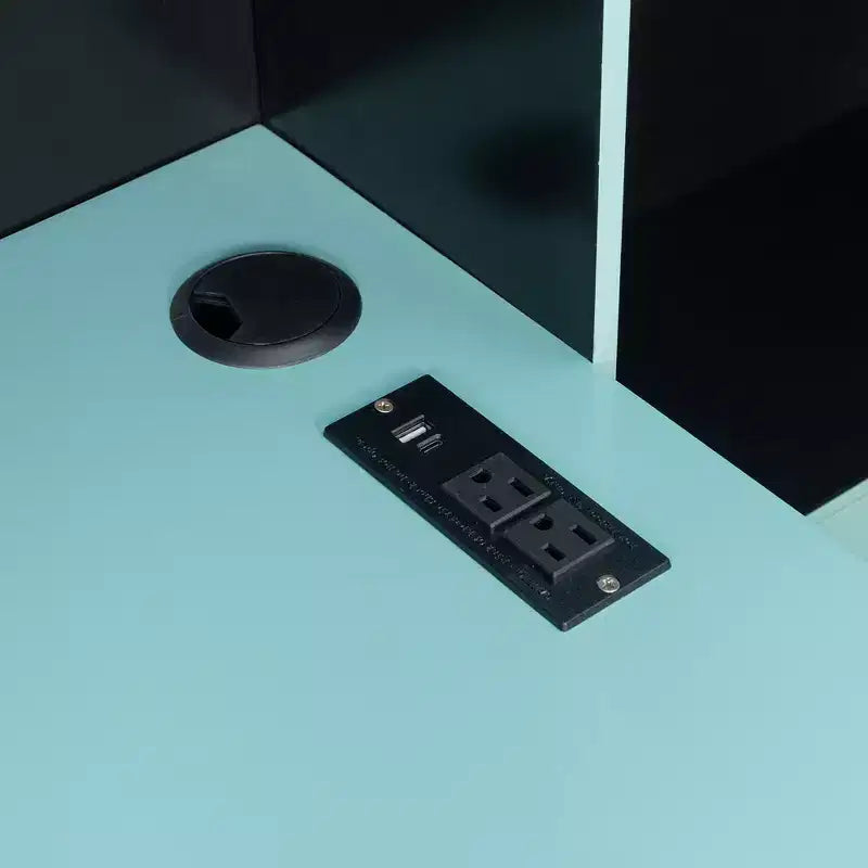 Lit de repos de jeu double/grand avec tête de lit bibliothèque, lumières LED, bureau intégré, tiroirs et station de charge
