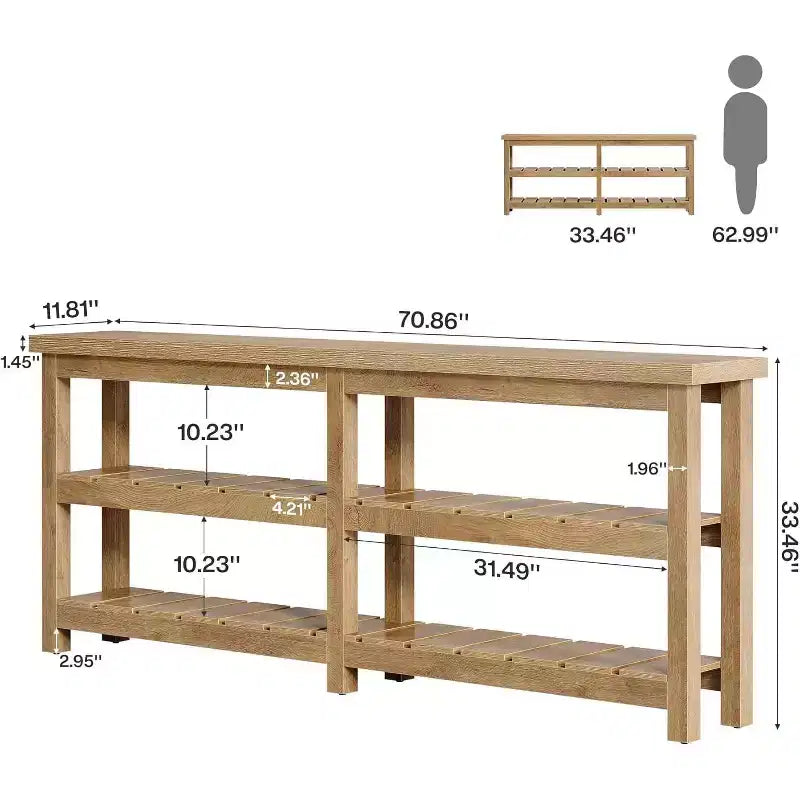 Tribesigns 70.86 Table console extra longue, table d'entrée de style rustique à 3 niveaux, table de canapé en bois derrière le canapé pour le salon, le couloir, le hall d'entrée