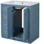 Meuble-lavabo simple de 76 cm avec armoire et 3 tiroirs – Noir / Bleu / Vert / Indigo / Blanc