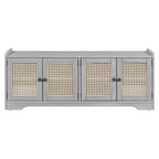 Banc de rangement rustique en bois Whisen, banc à chaussures d'entrée avec coussin amovible, étagères réglables