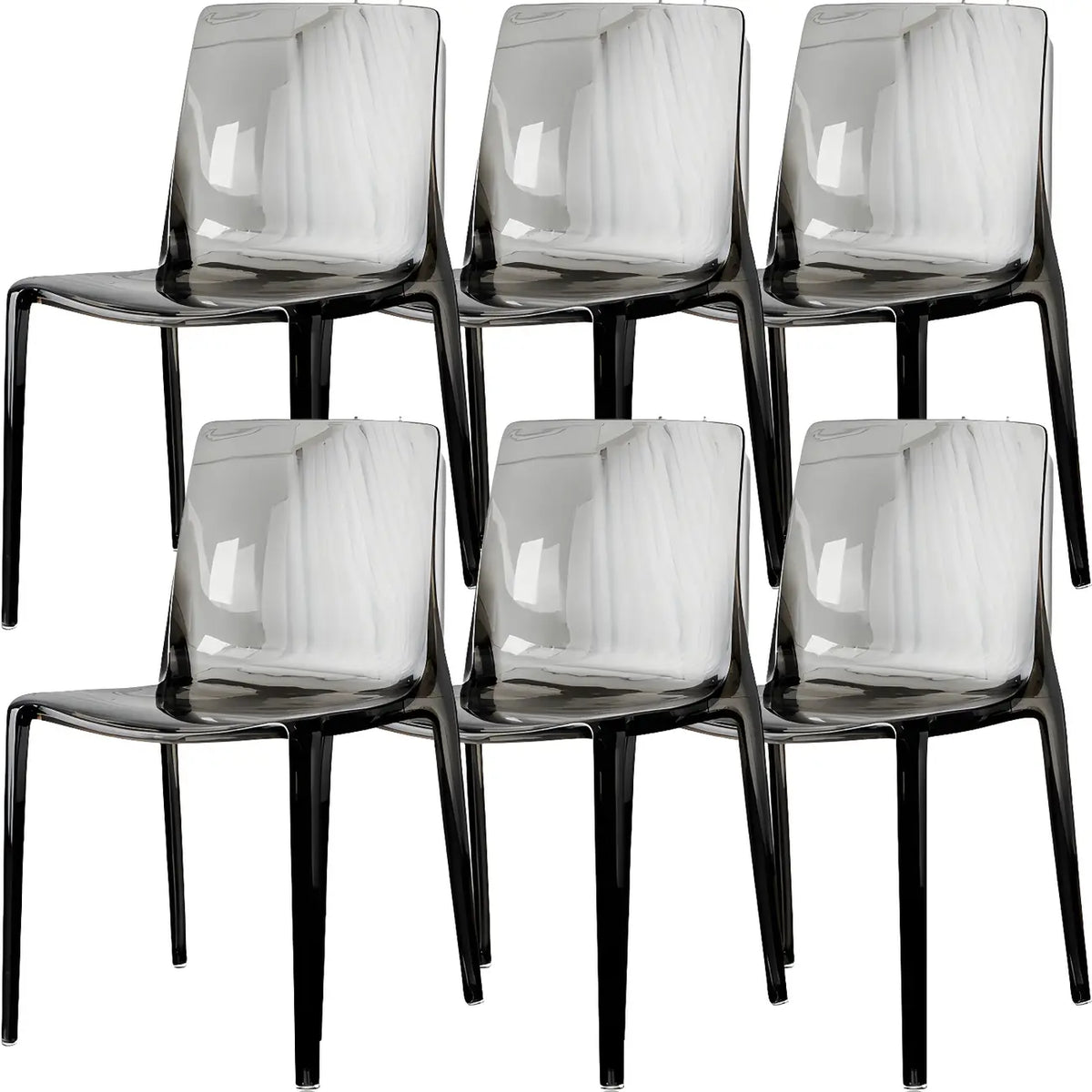 Chaise de salle à manger sans accoudoirs à dossier bas en acrylique ambre