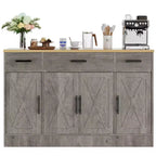Buffet de cuisine Celebalcony avec rangement, grand buffet de cuisine de 135,6 cm avec 3 tiroirs et 4 portes, étagère réglable pour cuisine, salon