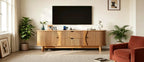 Meuble TV moderne noir/marron avec 2 tiroirs, pour 1 pièce