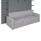Lit escamotable mural Whisen Modern Design Queen size en bois avec canapé et étagères