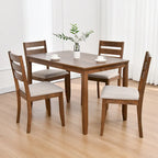 Lot de 4 chaises de salle à manger en bois à dossier à lattes