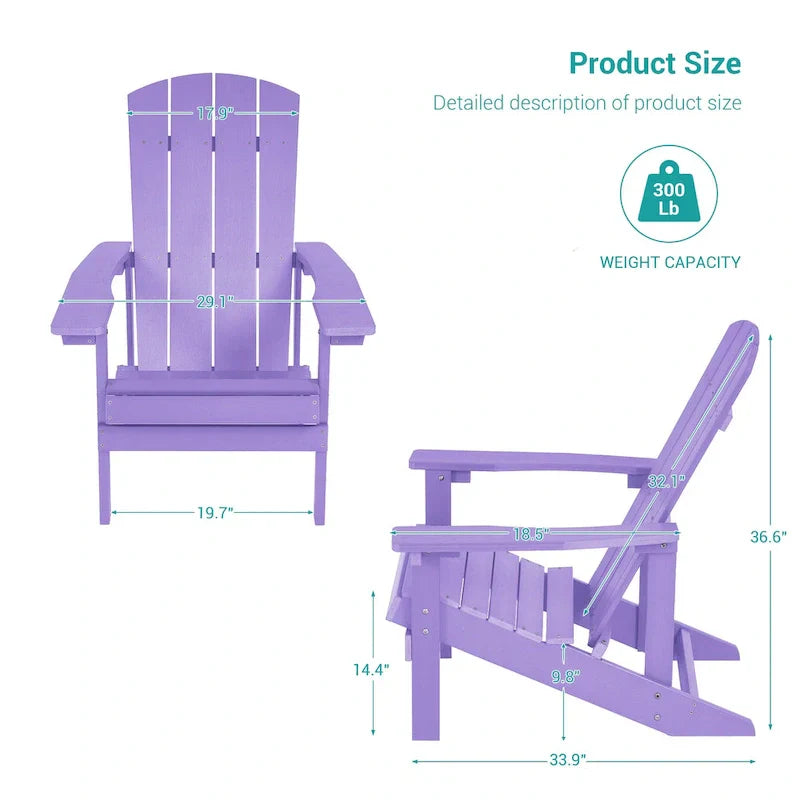 Chaises Adirondack d'extérieur en bois résistantes aux intempéries Bonosuki - Lot de 4