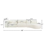 Canapé d'angle moderne incurvé de 355 cm avec méridienne, ensemble 3 pièces, pour salon