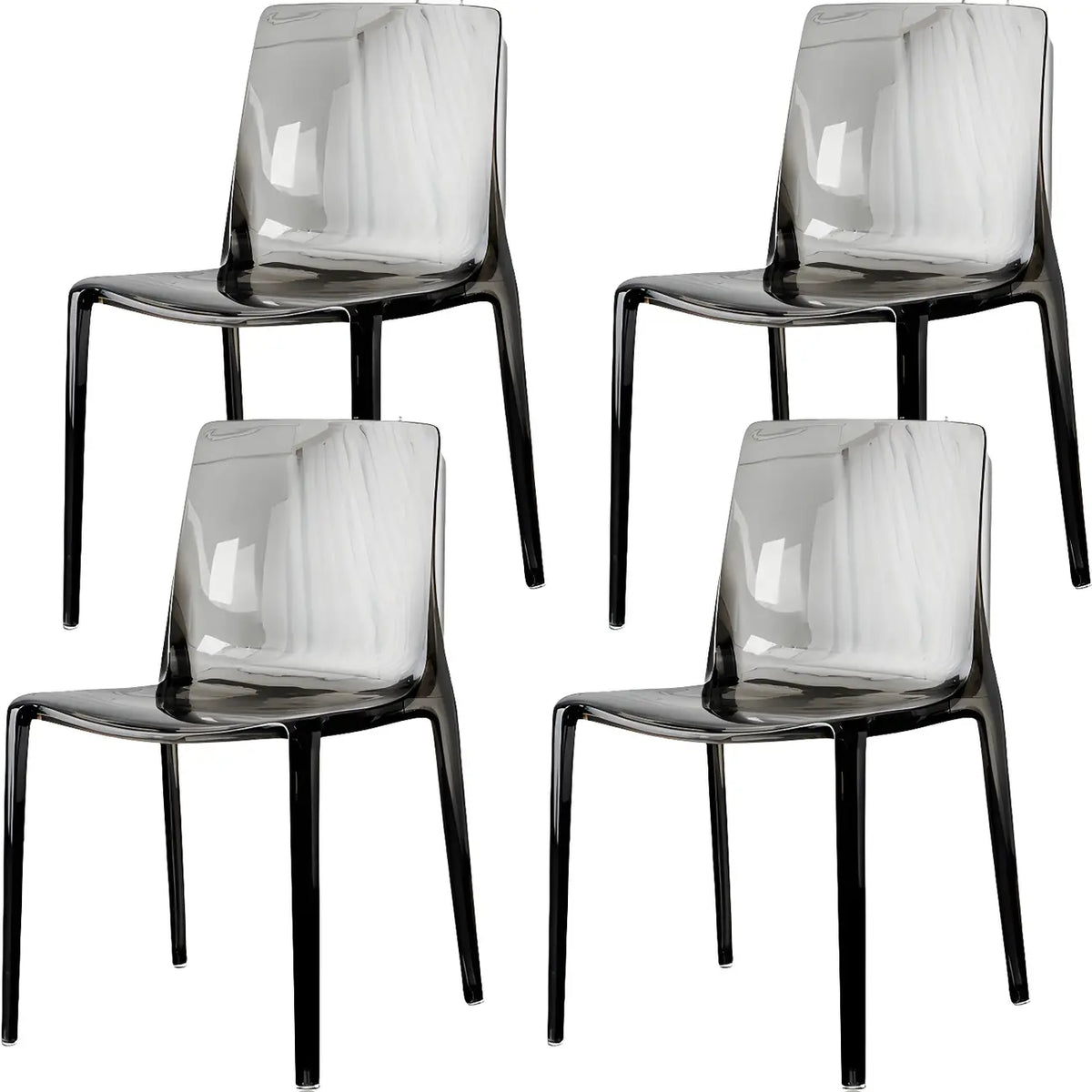 Chaise de salle à manger sans accoudoirs à dossier bas en acrylique ambre