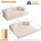 Canapé-lit convertible 5 en 1, canapé-lit modulaire en velours côtelé de 2 mètres avec cadre robuste, futon multifonctionnel pour petit espace, salon et chambre d'amis