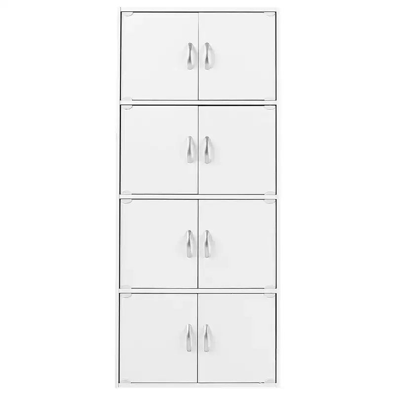 Hodedah HID44 Meuble de rangement multifonctionnel fermé à 8 portes pour la maison et le bureau, finition bois de hêtre