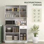 71 Armoire de cuisine, armoire de rangement haute avec support pour micro-ondes, buffet de cuisine moderne, 3 étagères réglables pour salon, salle à manger