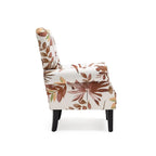 Fauteuil d'appoint moderne Erommy, fauteuil à dossier haut, canapé simple en tissu rembourré avec boutons et pieds en bois pour salon