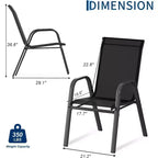 Chaises de patio, Lot de 4/6 chaises de salle à manger empilables d'extérieur en textilène léger résistant aux intempéries avec accoudoirs pour jardin, terrasse de piscine