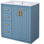 Meuble-lavabo simple de 76 cm avec armoire et 3 tiroirs – Noir / Bleu / Vert / Indigo / Blanc