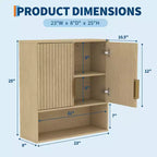 Armoire murale de salle de bain - Armoire à pharmacie avec portes coulissantes et étagère réglable - Armoire murale de 25x23,6x9 pouces