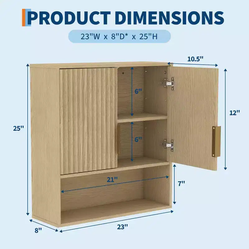 Armoire murale de salle de bain - Armoire à pharmacie avec portes coulissantes et étagère réglable - Armoire murale de 25x23,6x9 pouces