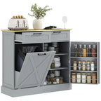 Meuble poubelle coulissant HOMCOM avec tiroirs, meuble de cuisine de style campagnard avec poubelle cachée pour la cuisine