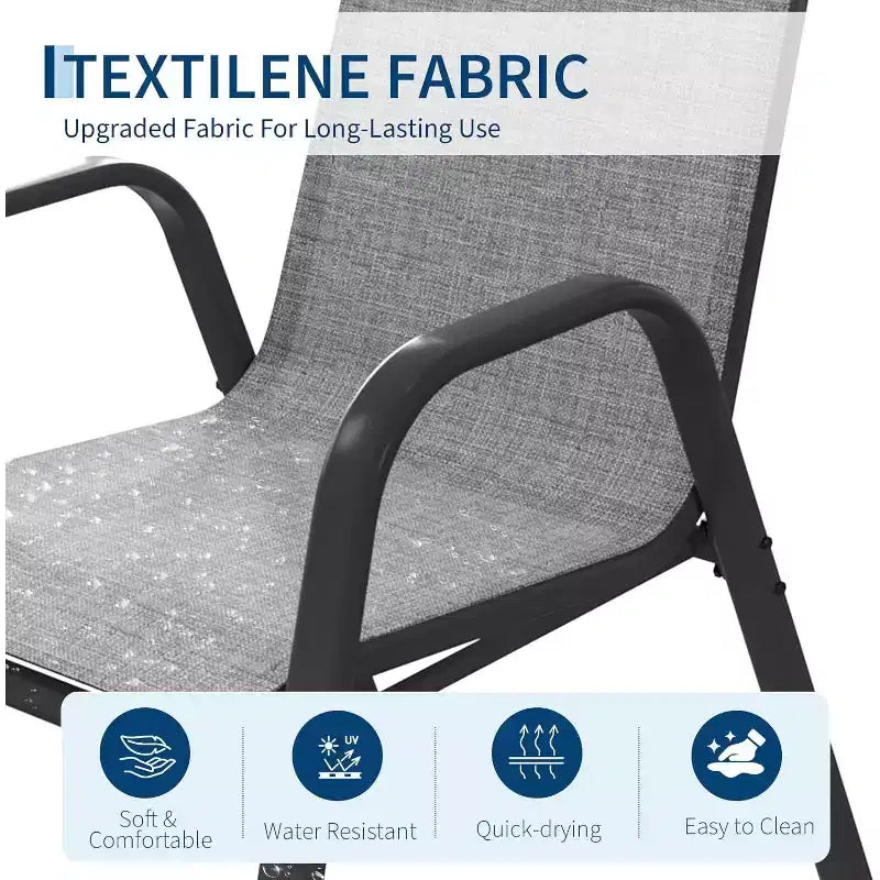 Chaises de patio, Lot de 4/6 chaises de salle à manger empilables d'extérieur en textilène léger résistant aux intempéries avec accoudoirs pour jardin, terrasse de piscine